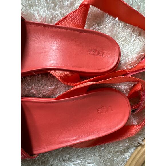 UGG Lenox Orange Coral Platform Ankle Strap Sandals Size 8 - Picture 9 of 10